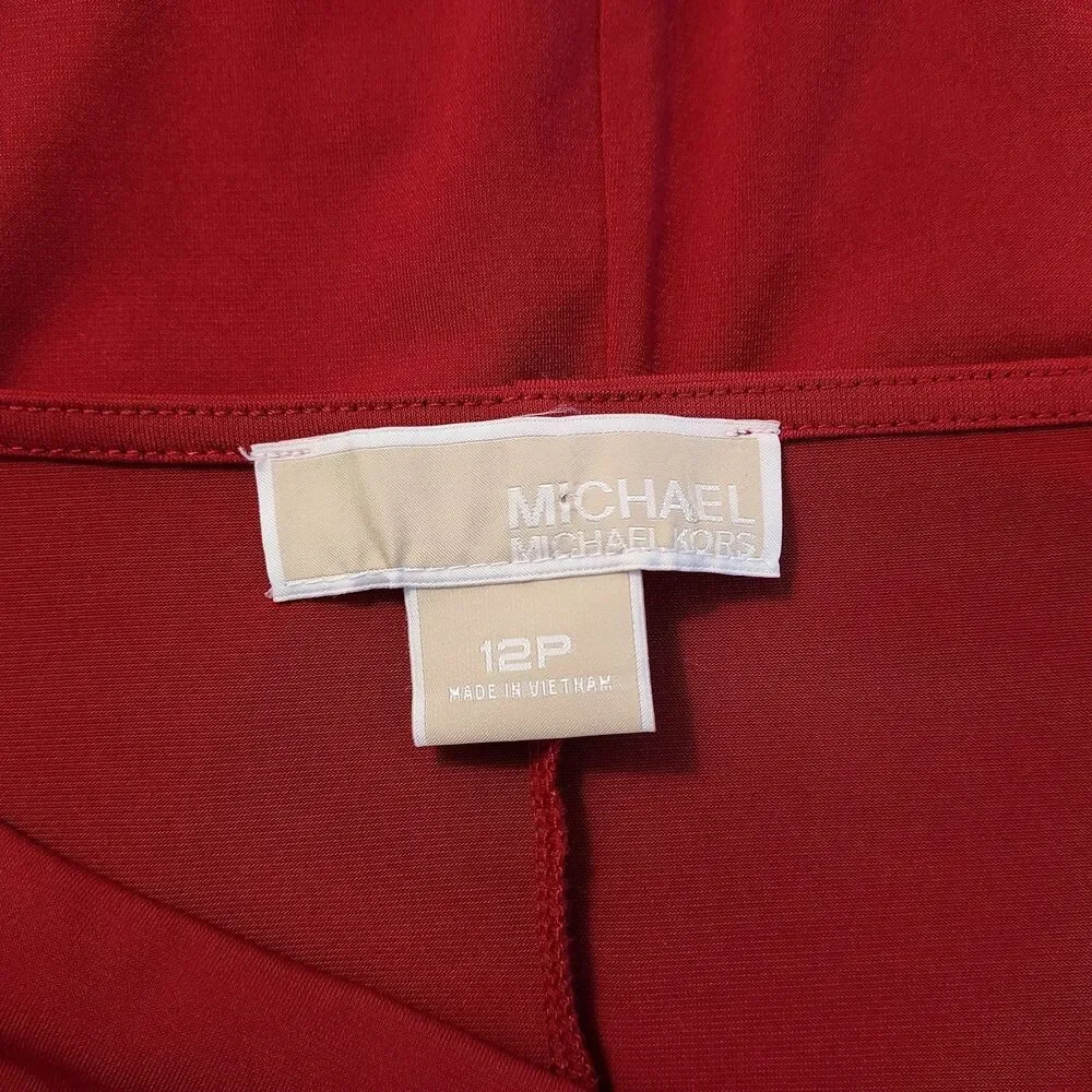 MICHAEL Michael Kors Dress Red Sleeveless Asymmetrical Ruched Womens Size 12P